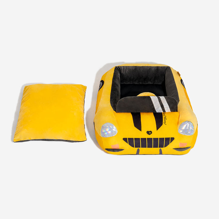 BowLift | FurElegance Classic Convertible Race Car Bed | Luxury bolster dog bed for stylish comfort and support