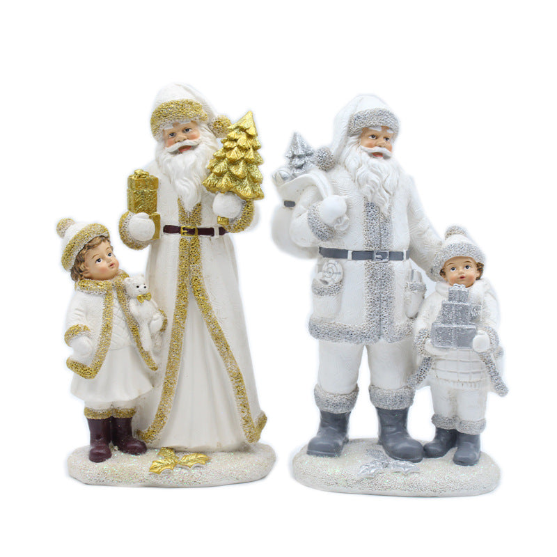 Festive Santa and Child Figurine