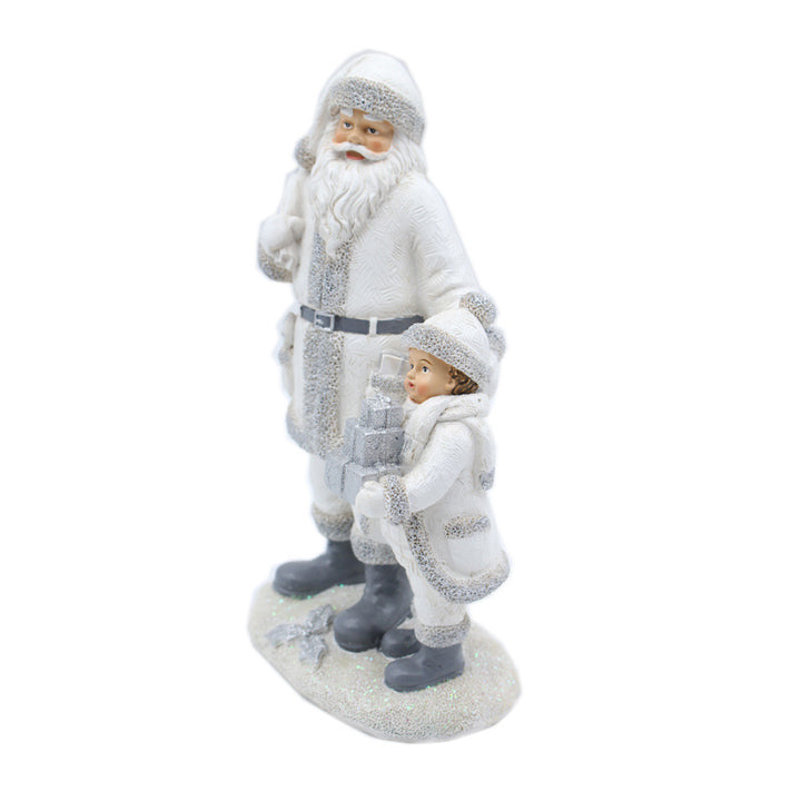 Festive Santa and Child Figurine