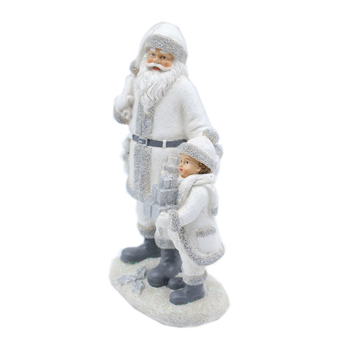 Festive Santa and Child Figurine