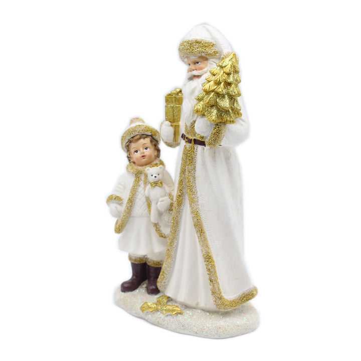 Festive Santa and Child Figurine