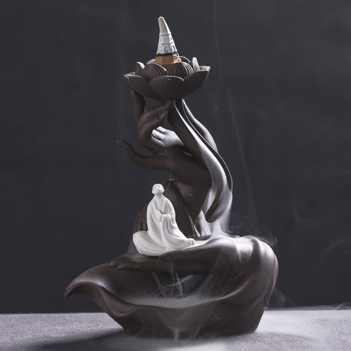 Creative Handcrafted Lotus Waterfall Incense Holder