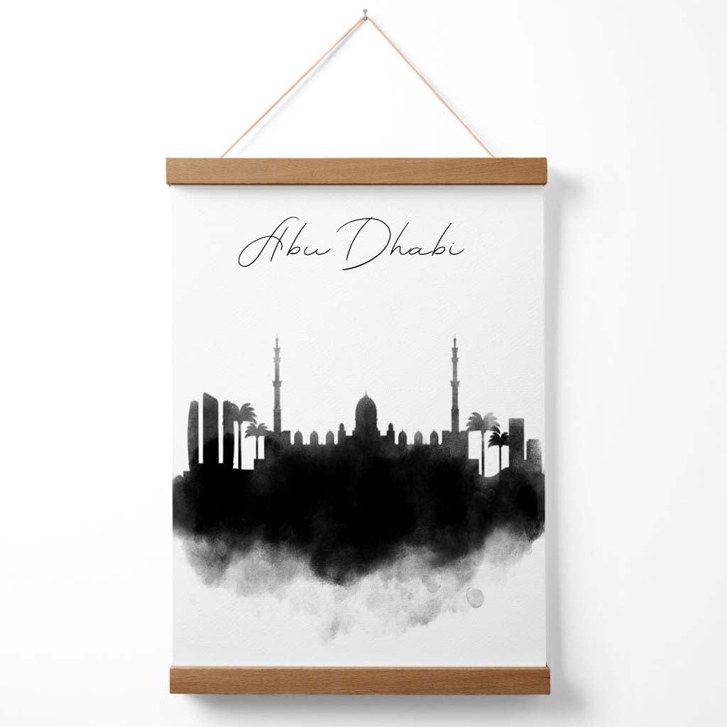 Abu Dhabi Watercolor Skyline City Poster with Hanger | Bowlift