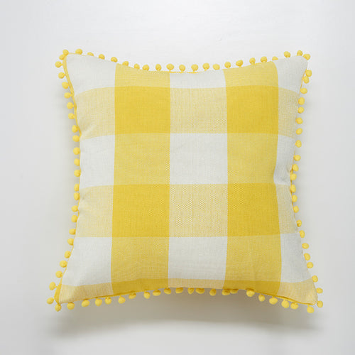 Decorative Pom-Pom Trimmed Throw Pillow