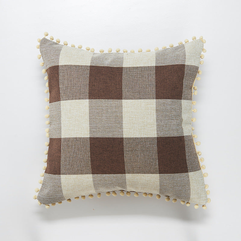 Decorative Pom-Pom Trimmed Throw Pillow