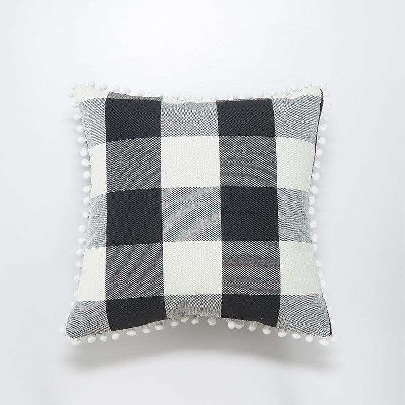 Decorative Pom-Pom Trimmed Throw Pillow