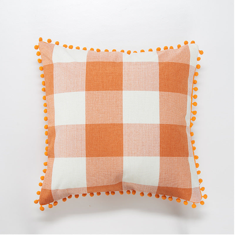 Decorative Pom-Pom Trimmed Throw Pillow