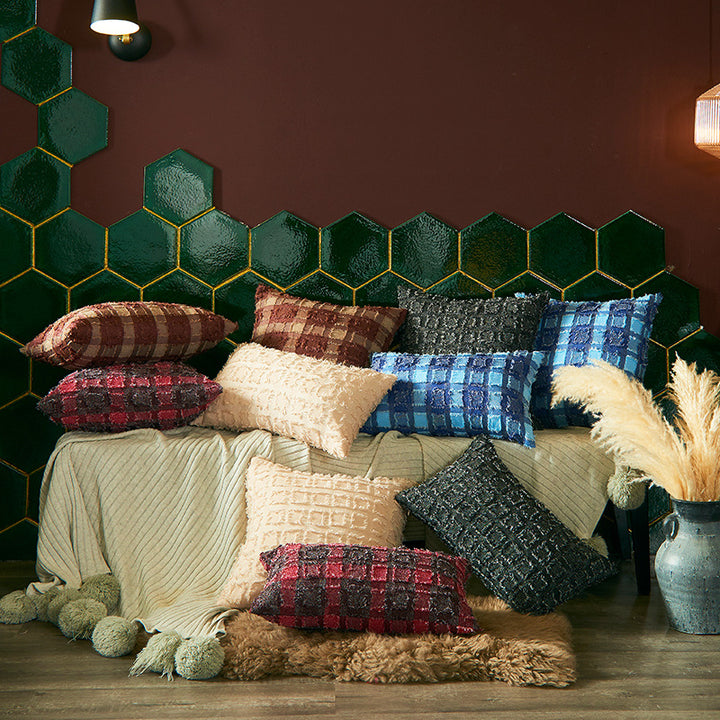 Textured Plaid Decorative Throw Pillow