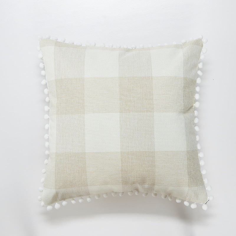 Decorative Pom-Pom Trimmed Throw Pillow