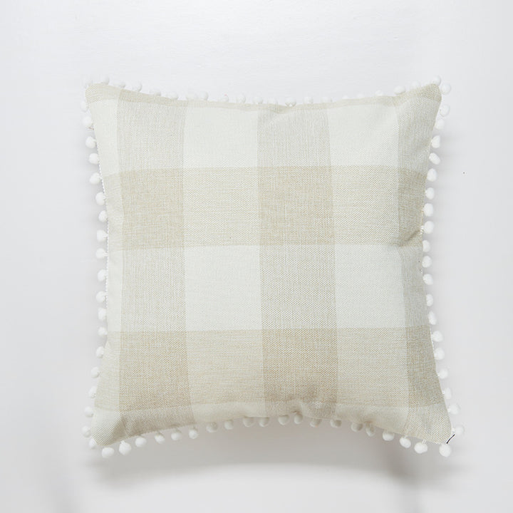 Decorative Pom-Pom Trimmed Throw Pillow
