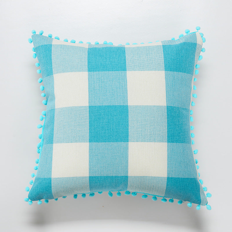Decorative Pom-Pom Trimmed Throw Pillow