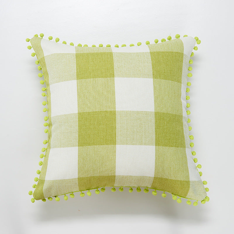 Decorative Pom-Pom Trimmed Throw Pillow