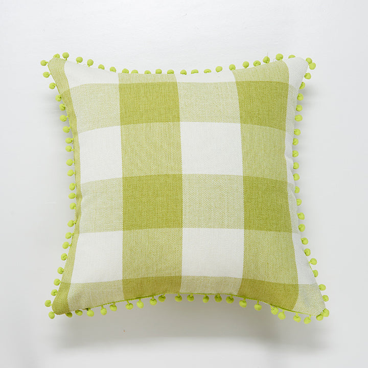 Decorative Pom-Pom Trimmed Throw Pillow
