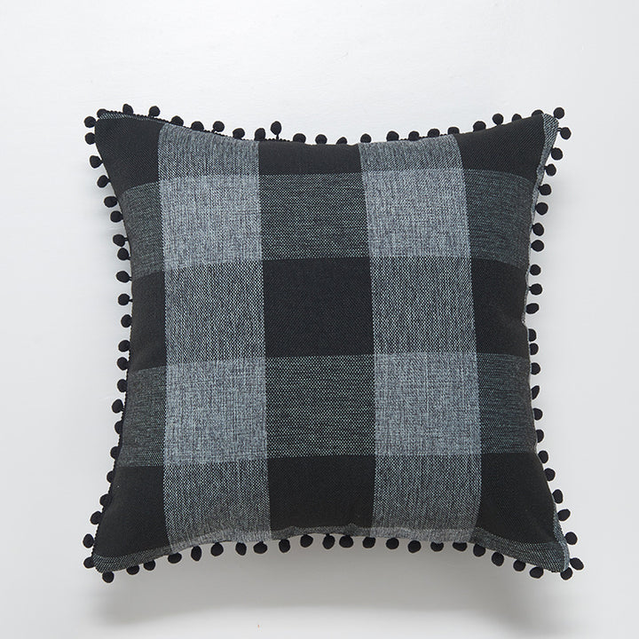 Decorative Pom-Pom Trimmed Throw Pillow