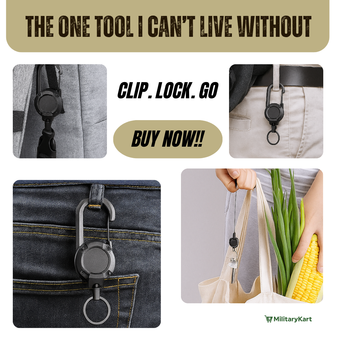 BowLift | Heavy-Duty Tactical Retractable Keychain – Multi-Use Outdoor Carabiner Tool
