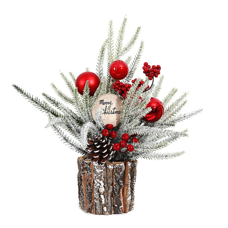 Mini Christmas tree in wooden barrel, 35 cm