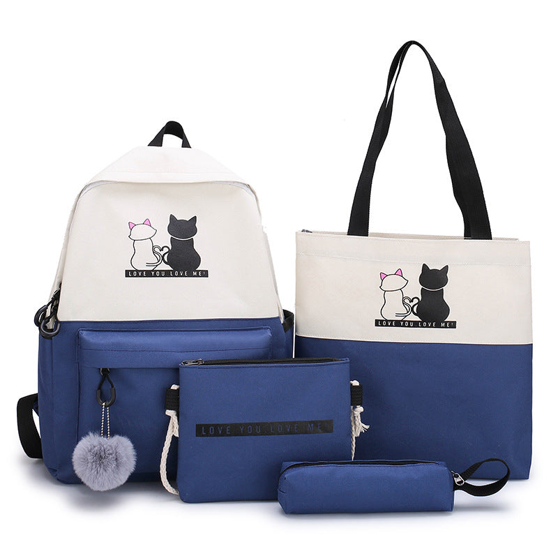 5-Piece Backpack and Tote Bag Set with Cat Design Bowlift