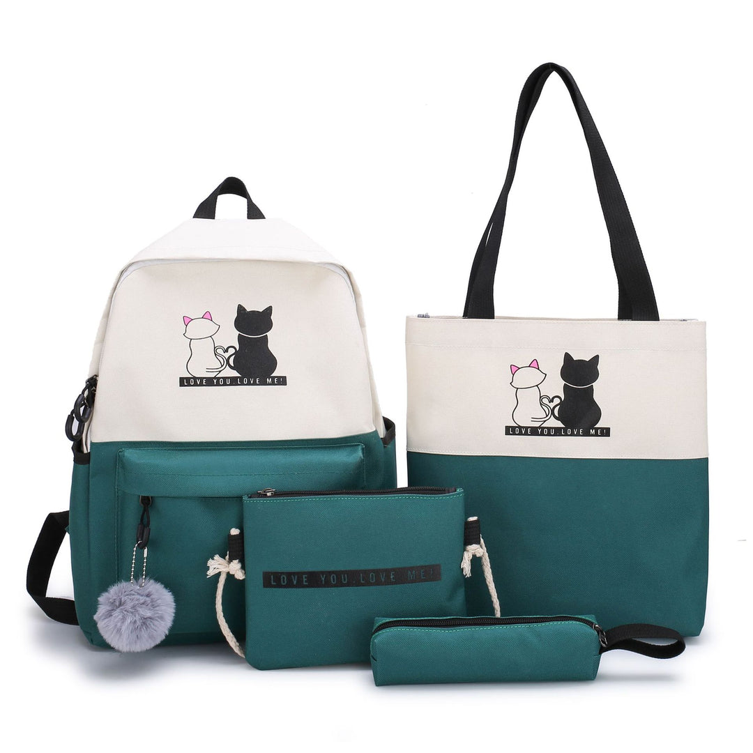 5-Piece Backpack and Tote Bag Set with Cat Design Bowlift