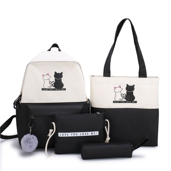 5-Piece Backpack and Tote Bag Set with Cat Design Bowlift