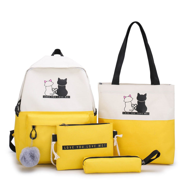 5-Piece Backpack and Tote Bag Set with Cat Design Bowlift
