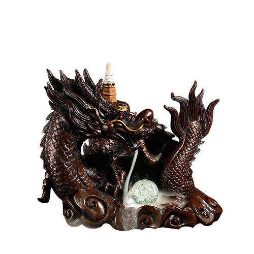 Ceramic Dragon-Themed Incense Waterfall