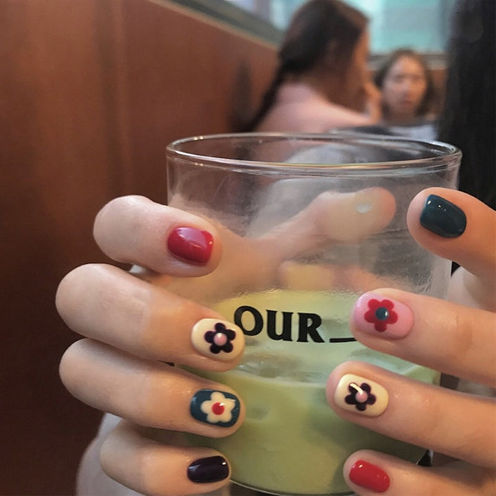 Artistic Floral Print Press-On Nails