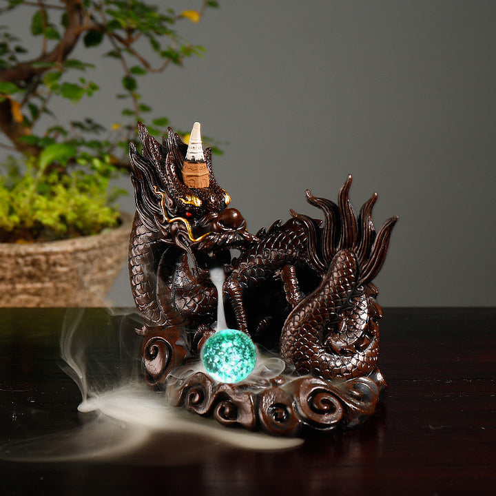 Ceramic Dragon-Themed Incense Waterfall