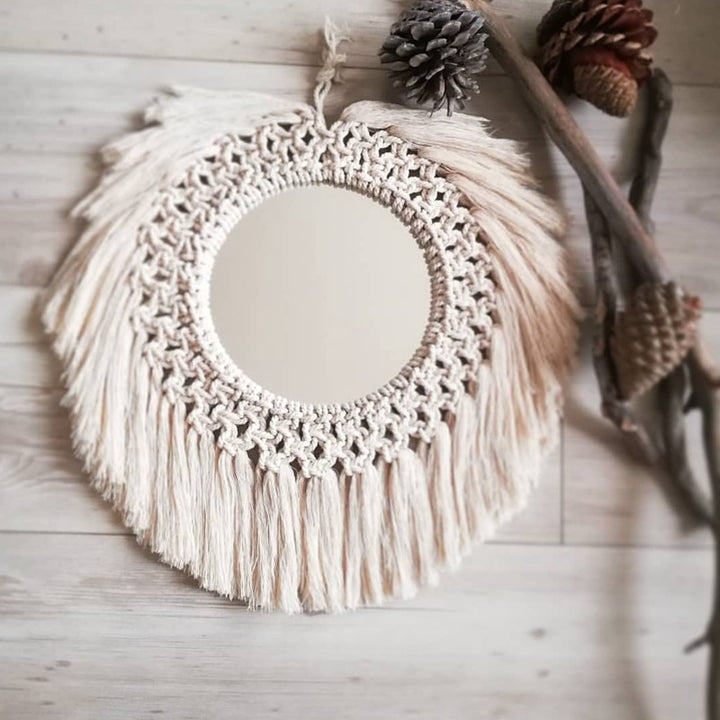 Decorative Macrame Wall Mirror Bowlift