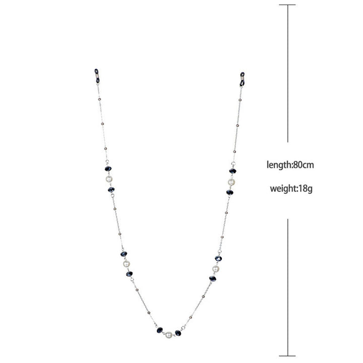 Elegant Pearl and Black Bead Eyewear Chain Bowlift