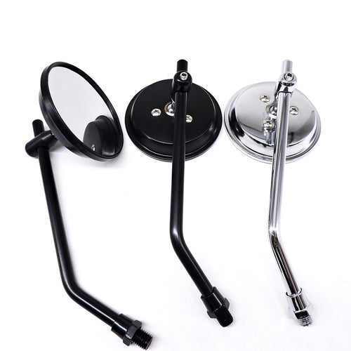 adjustable chrome motorcycle handlebar rearview mirrors with universal clamp mounts Bowlift