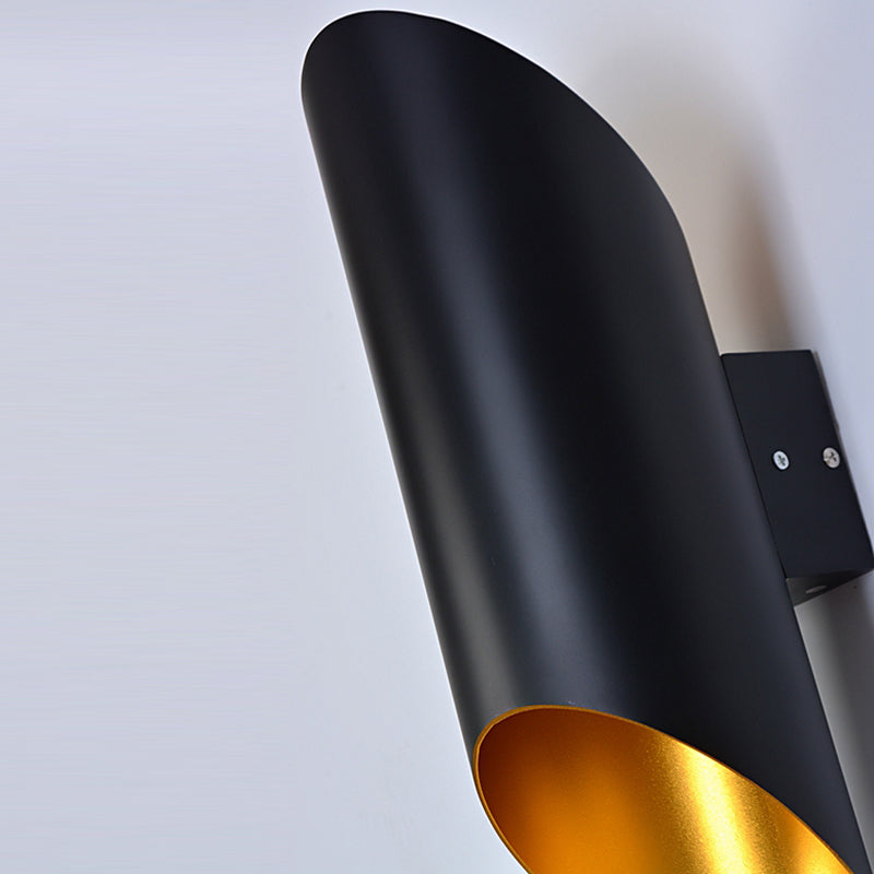 BowLift | 2 Light Stair Wall Lamp with Tube Metal Shade Black Wall Mounted Lamp