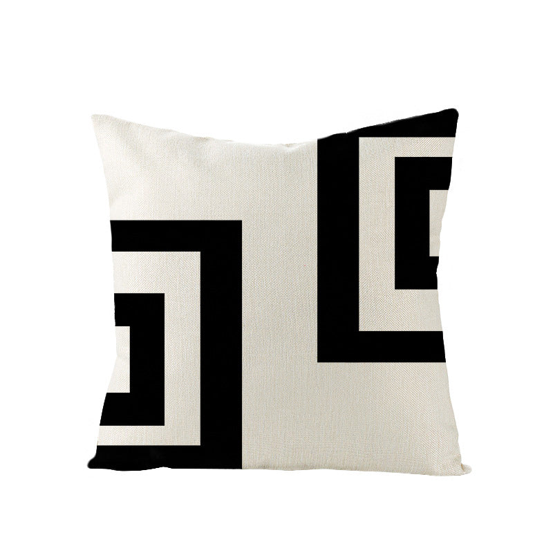 Modern Mid-Century Triangle Pattern Linen Cushion Cover with Concealed Zip