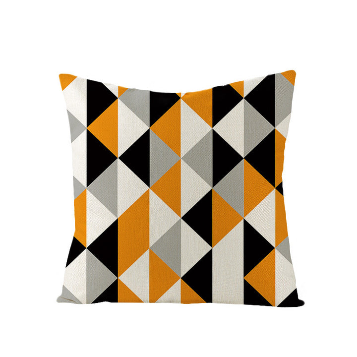 Modern Mid-Century Triangle Pattern Linen Cushion Cover with Concealed Zip