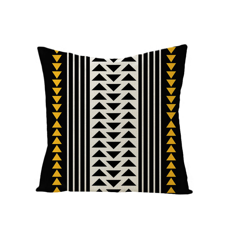 Modern Mid-Century Triangle Pattern Linen Cushion Cover with Concealed Zip
