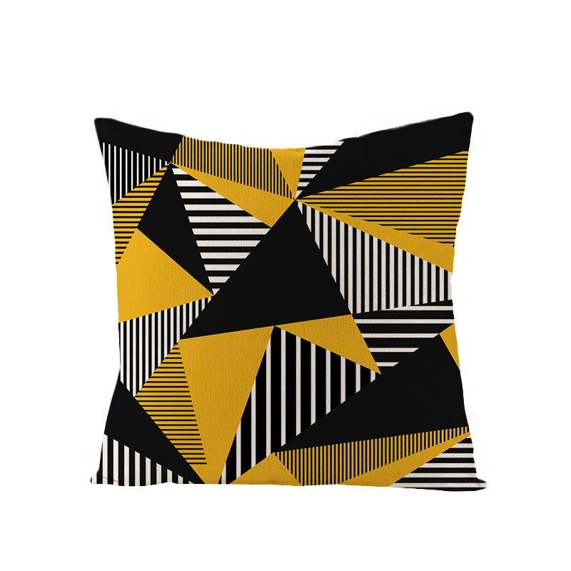 Modern Mid-Century Triangle Pattern Linen Cushion Cover with Concealed Zip