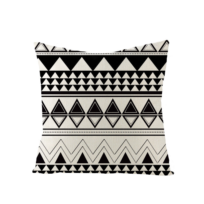 Modern Mid-Century Triangle Pattern Linen Cushion Cover with Concealed Zip