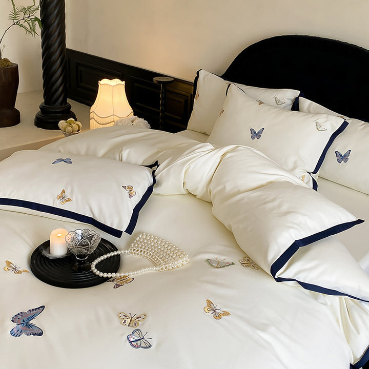 Cotton bedding set, brushed, with embroidery