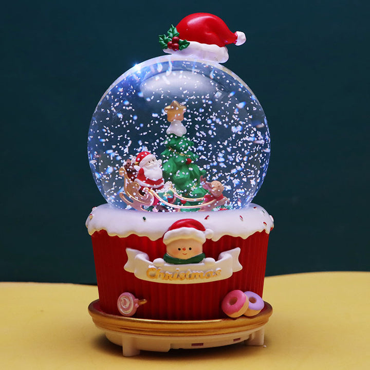 Christmas music box snow globe with music and light