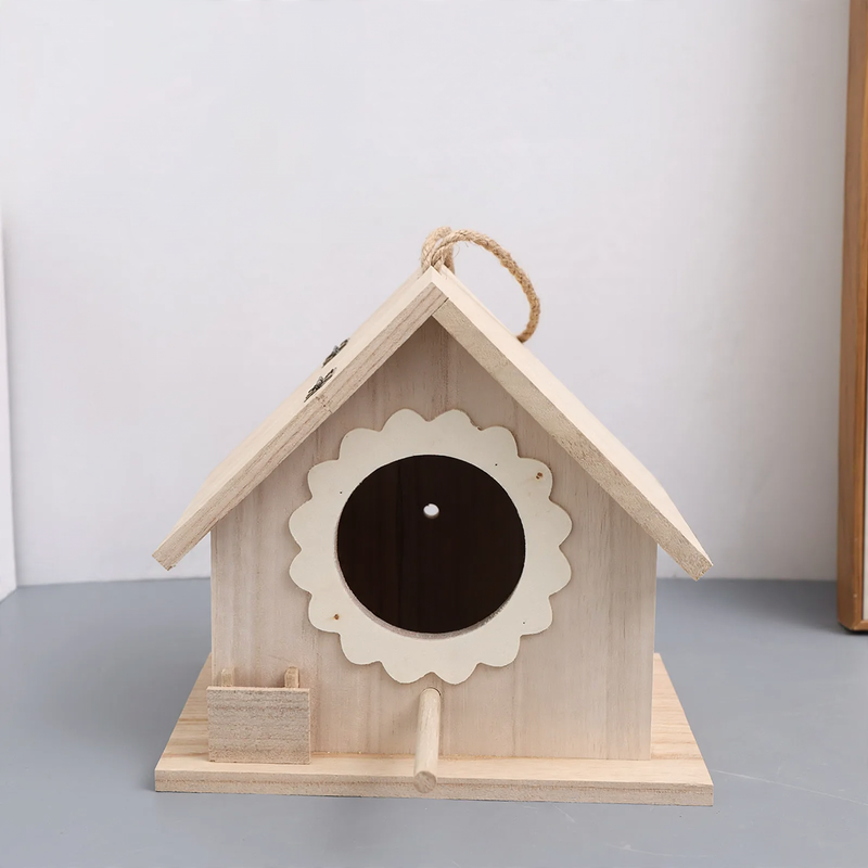 Solid wood birdhouse for outdoor use