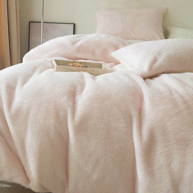 Milk fiber fleece bedding set, solid colors, various sizes