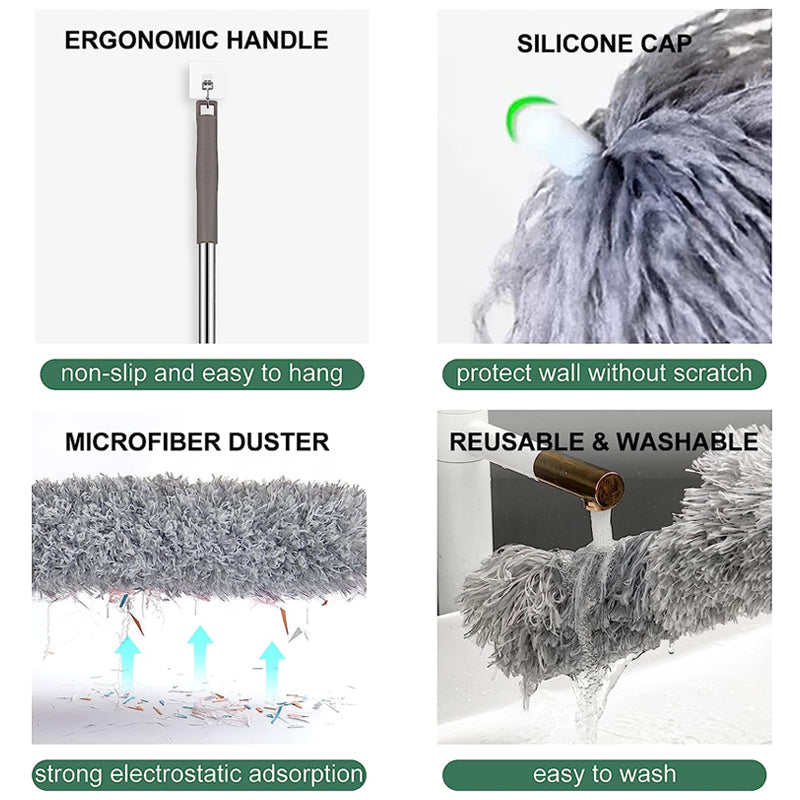 Retractable Washable Curved Microfiber Duster | Bowlift