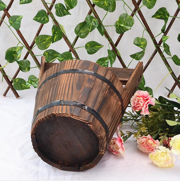 BowLift | Wooden Bucket Planter in Barrel Design for Garden and Terrace – Decorative Flower Pots made of Wood