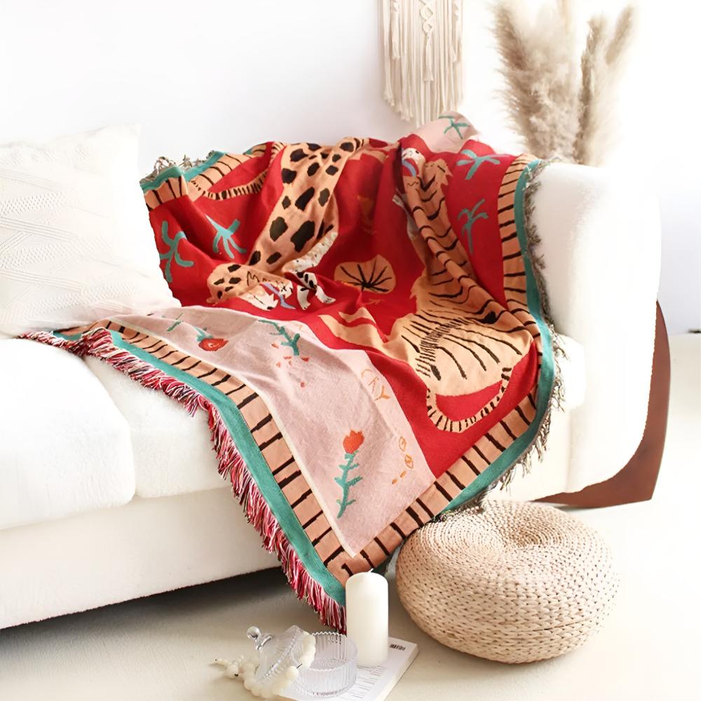 BowLift | Leopard Woven Tassel Blanket