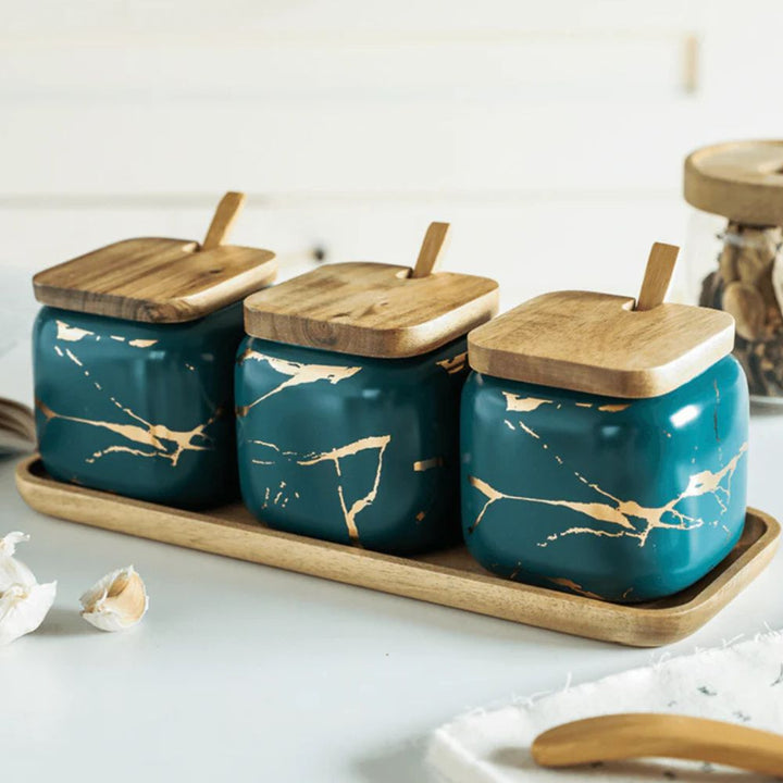 BowLift | Royal Vein Porcelain Spice Jar Set