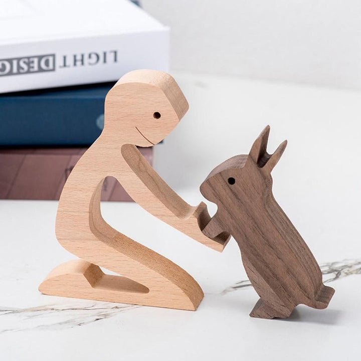 Gift For Pet Lovers - Wood Sculpture Table Ornaments - The Love Between You And Your Fur-Friend | Bowlift