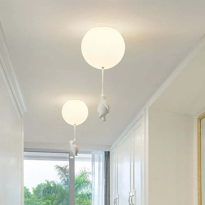 Children's Ceiling Lamp with Bear and Balloon - CloudBear | Bowlift