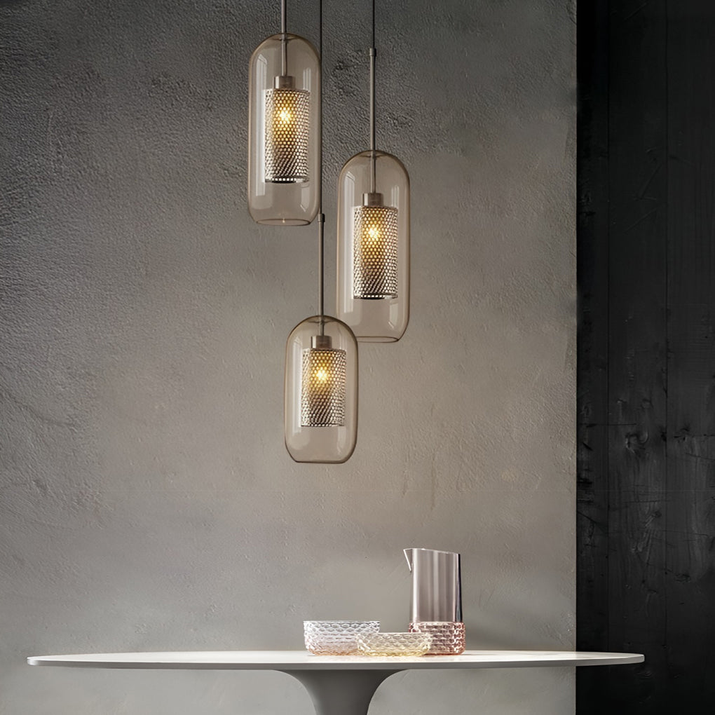 Vintage industrial pendant lamp with round glass and gold – LED pendant light for dining room and living room | Bowlift