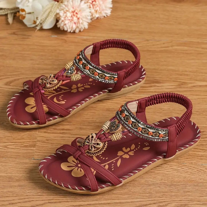 Zeyla – Boho Rhinestone Butterfly Flat Sandals