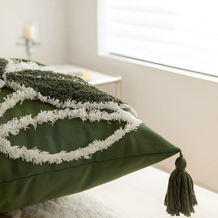 BowLift | Plush Leaf With Tassel Cushion Cover