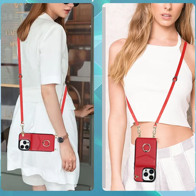 BowLift | Leather Wallet Case with Ring & Lanyard for iPhone